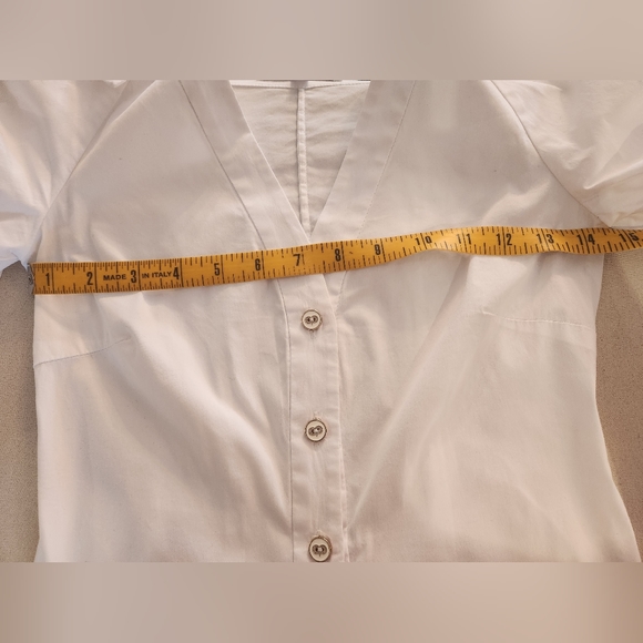 Caroline Constas Marguerite Off the Shoulder Blouse sz XS White Shirt Top Button - Picture 8 of 13